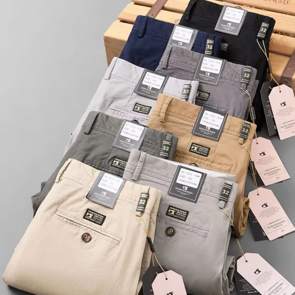 Men Mid Waist Suit Chinos Trousers Male Thin Work Office Dress Formal Business Social Men's Stretch Pants